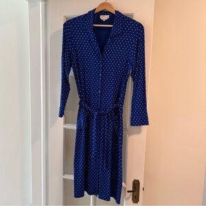 Agnes B. Blue Button Down Polka Dot Dress Size 2